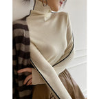 French High-neck Knit Sweater Women
