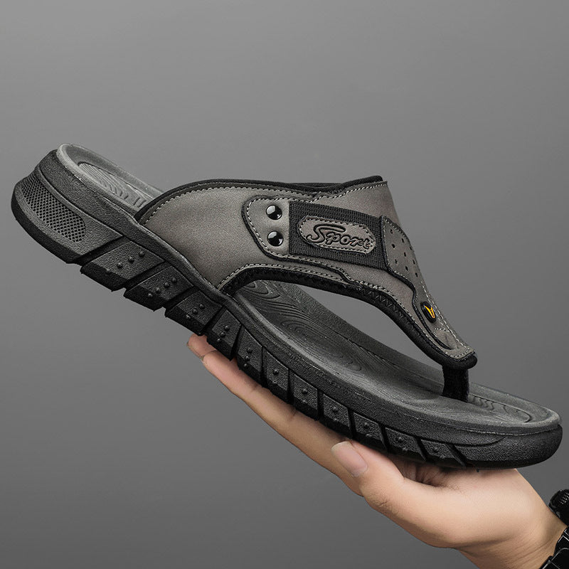 Flip Flops Men's Summer Outdoor Non-slip Wear-resistant Flip-flops Soft Bottom