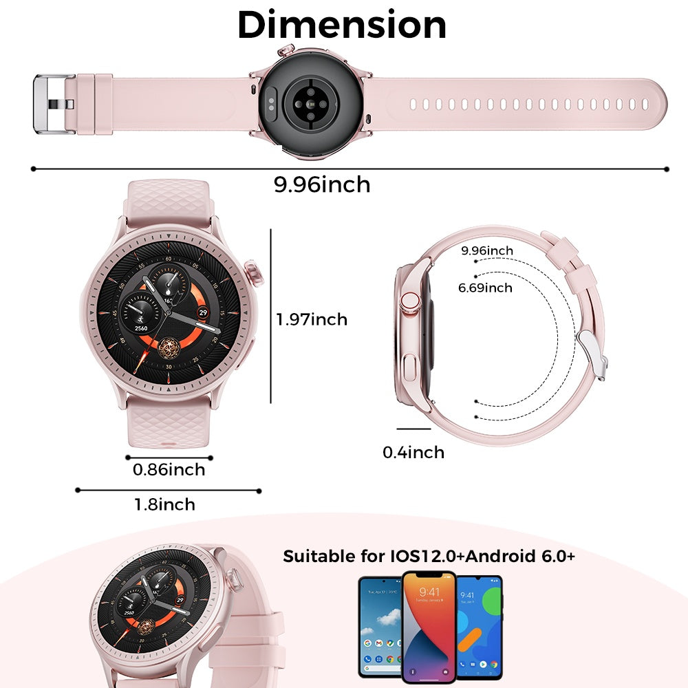 Round Screen Smartwatch, 1.43in HD 3ATM Waterproof, Equipped With Heart Rate Detection, Sleep Monitoring, And Step Tracking,100 Sports Modes Movement Monitor Holiday Gifts Fashion Watches