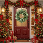 Christmas Cedar Wreath Full Luxe Greenery Holiday Door Festive Pinecone & Berry Accent FBA Shipment - The Premium