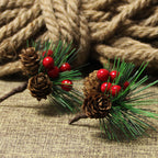10Pcs Christmas Artificial Pine Picks Christmas Simulation Pine Needle Fake Mini Berries Pinecones For DIY Garland Flower Arrangements Holiday Wreaths Wedding Garden Xmas Tree Decorations - The Premium