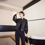 New Chinese Style Stitching Leather Coat Women's Retro Women's