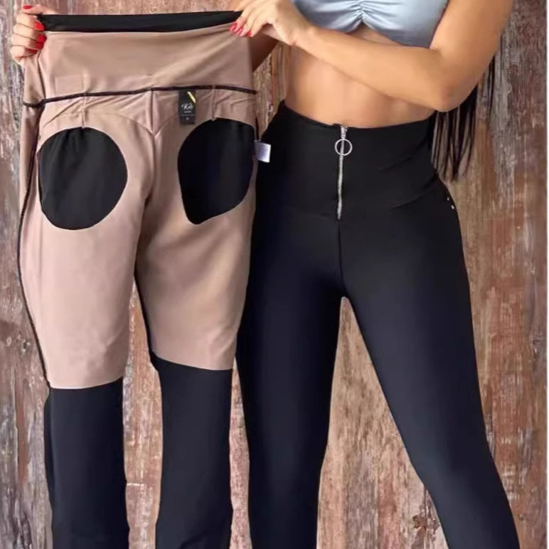 Women's Hip-lift Waist Belly-pull Zipper Door Tight Pants