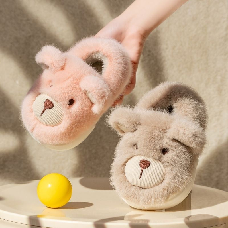 Plush Slippers Home Cotton Slippers Heel-wrapping Shoes Boys And Girls Warm Shoes