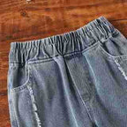 Stitching Lace Wool And Beard Denim Trousers Suit