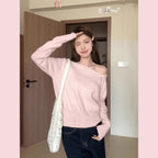 Fashion Korean-style Off-shoulder Top Versatile Temperament Sweater