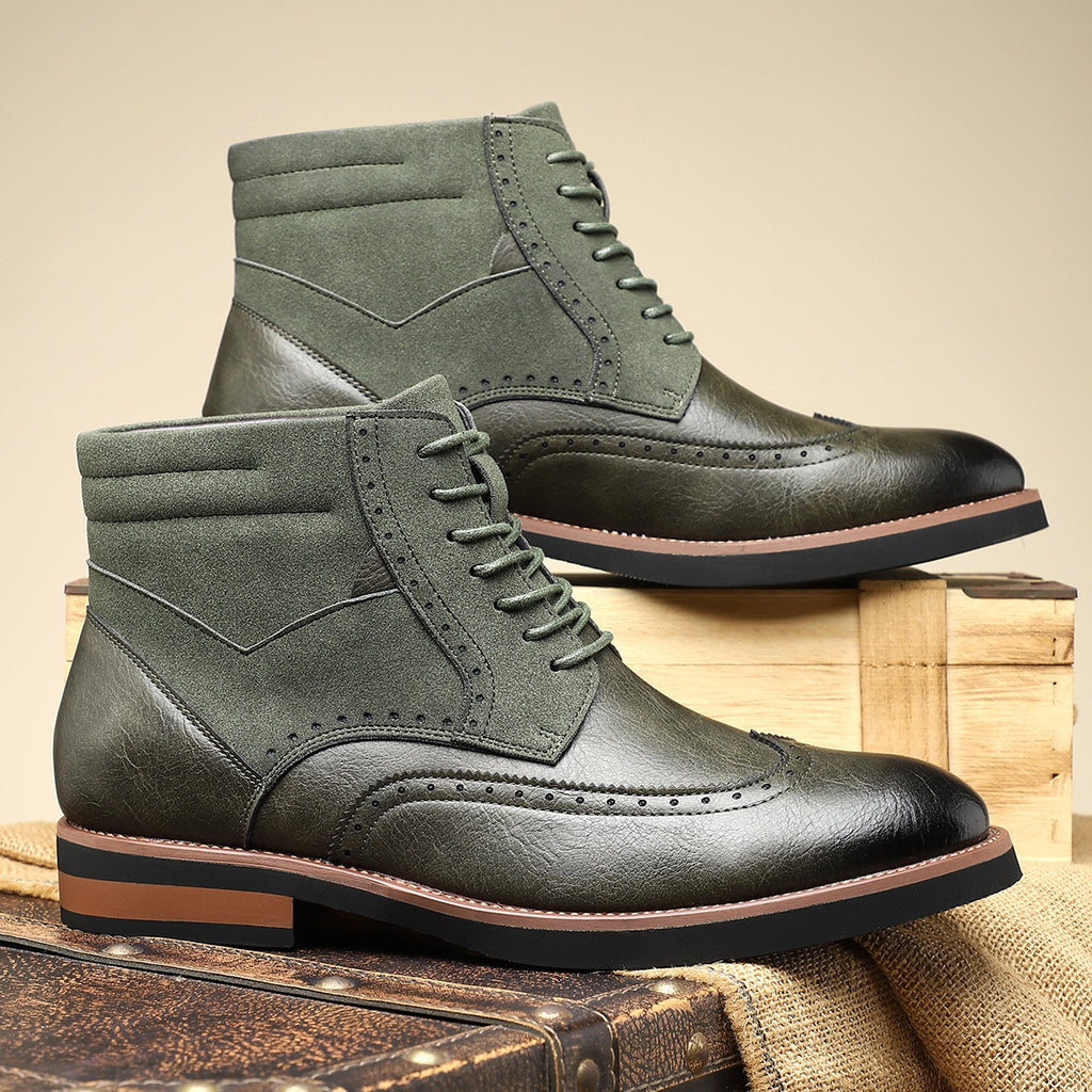 British Style Retro Martin Boots Mid-top Carved Men's