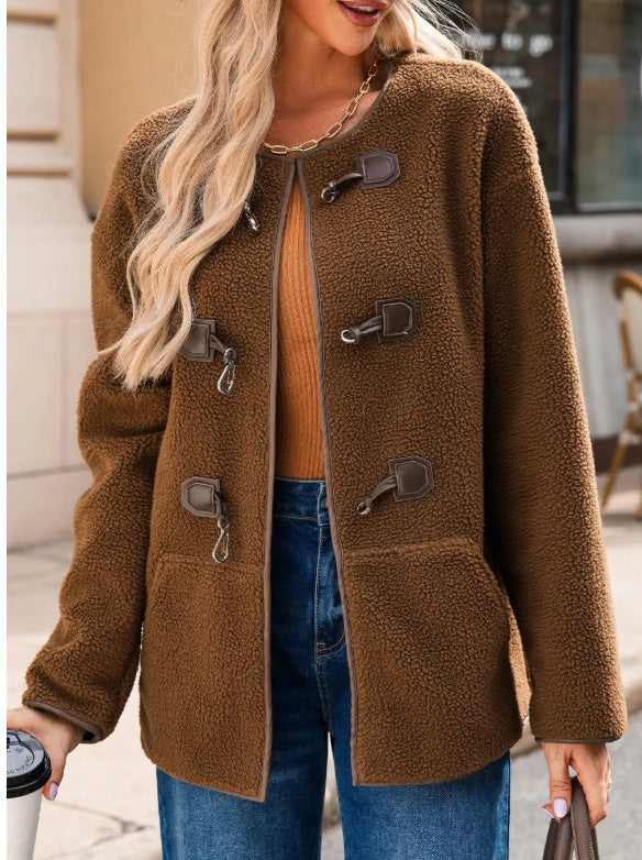 Apricot Toggle Button Teddy Women's Coat