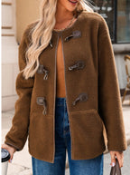 Apricot Toggle Button Teddy Women's Coat