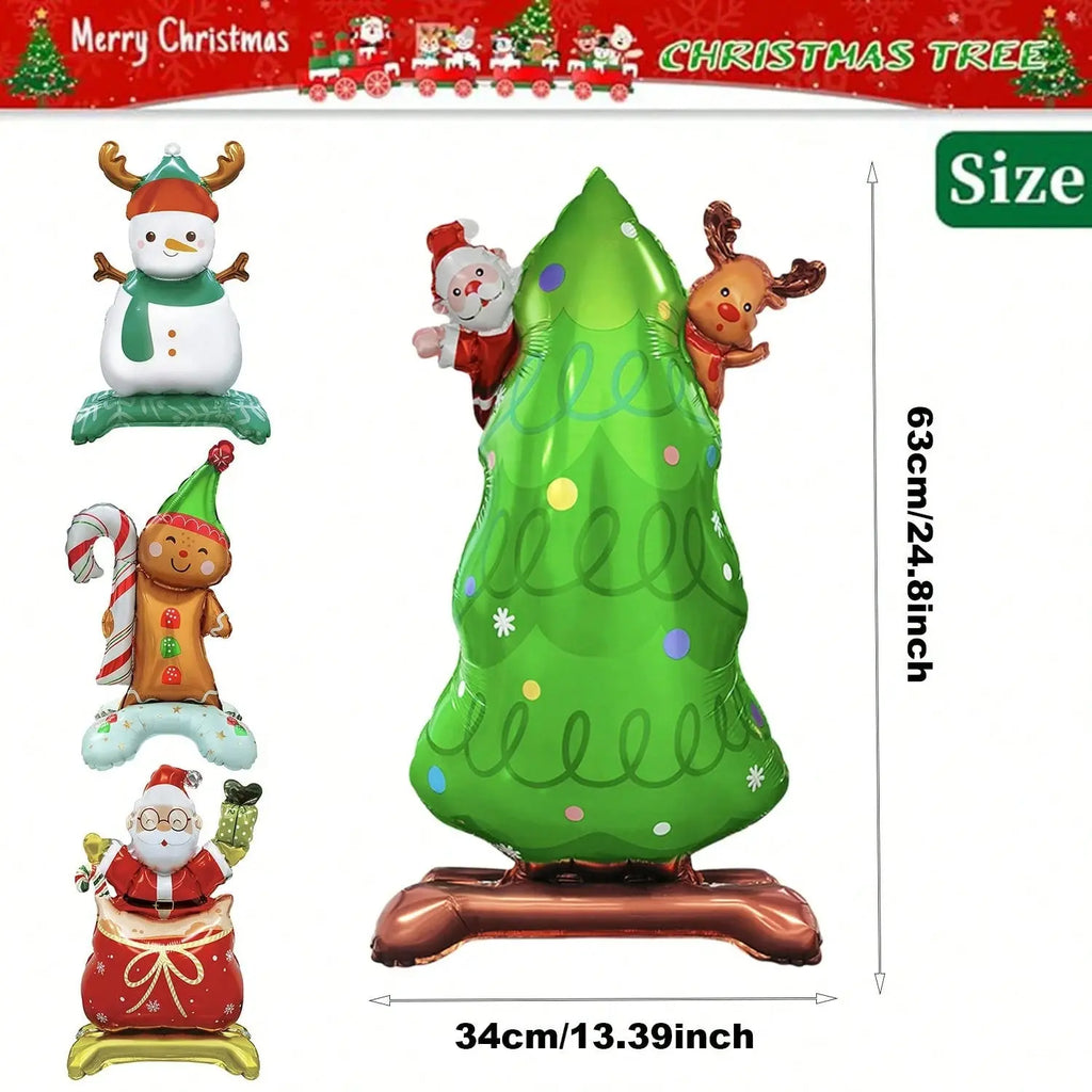 8 Pcs Inflatable Christmas Balloons Santa Claus Snowman Christmas Tree Designed Standing Balloons New Year Party Foil Balloons For Indoor And Outdoor Perfect Xmas Party Decorations Party Photo Prop - The Premium