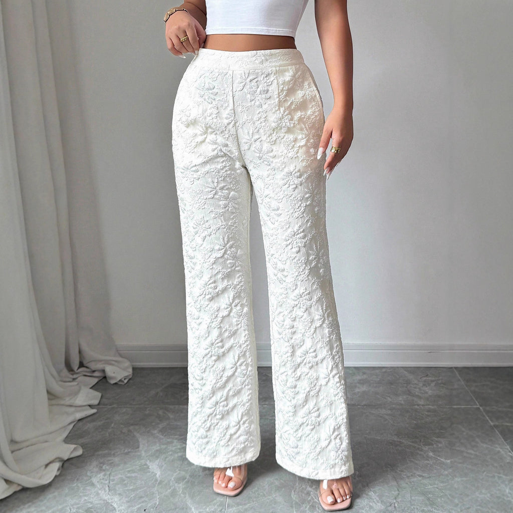 Women's Fashion Mid-waist Casual Floral Pants