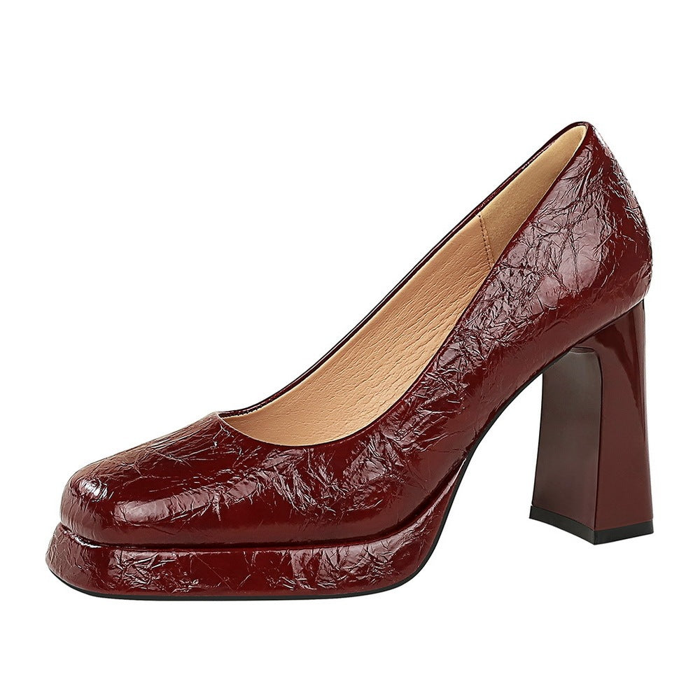 Waterproof Platform Square-toe Ultra-high Heels Women's Shoes