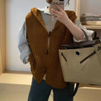 Solid Color Thick Needle Hooded Vest Knitted Cardigan