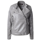 Stand Collar Side Zipper Leather Coat Motorcycle Jacket