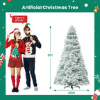 Pre-lit Artificial Christmas Tree, Prelighted Green Artificial Hinged Spruce Xmas Tree With 347 Branch Tips, 120 Incandescent Lights - The Premium