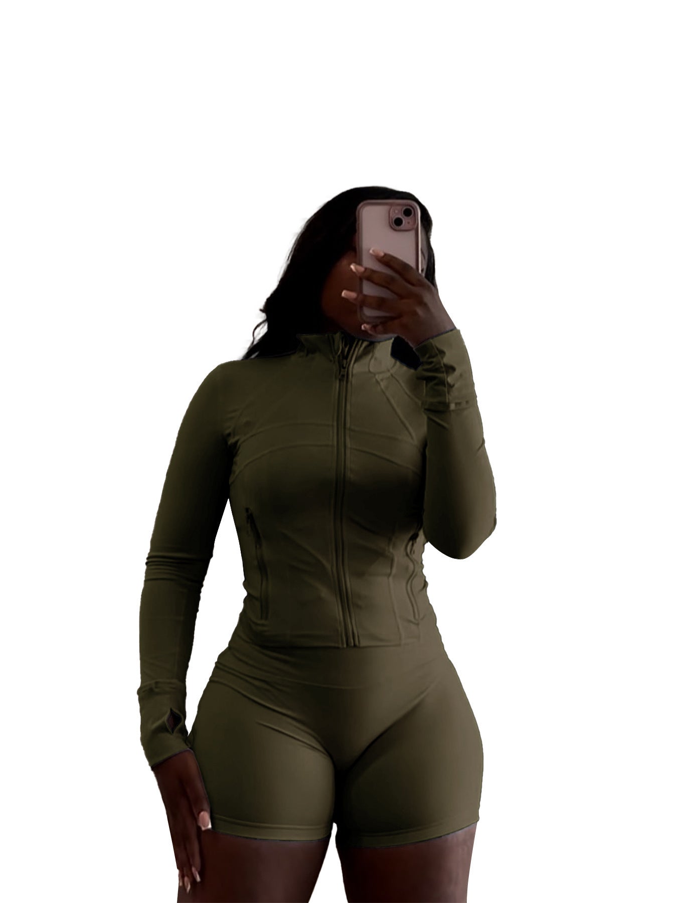 Spring And Summer Sporty Casual Sexy Tight Long-sleeve Shorts Two-piece Set