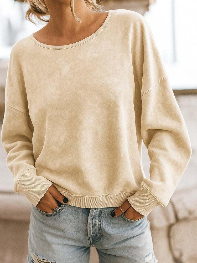 Casual Loose Fashion Long Sleeve Rendering Print Round Neck Knitted Sweater Hoodie