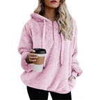 Long Sleeve Zipper Hooded Color Women's Sweatshirt Fleece Jacket