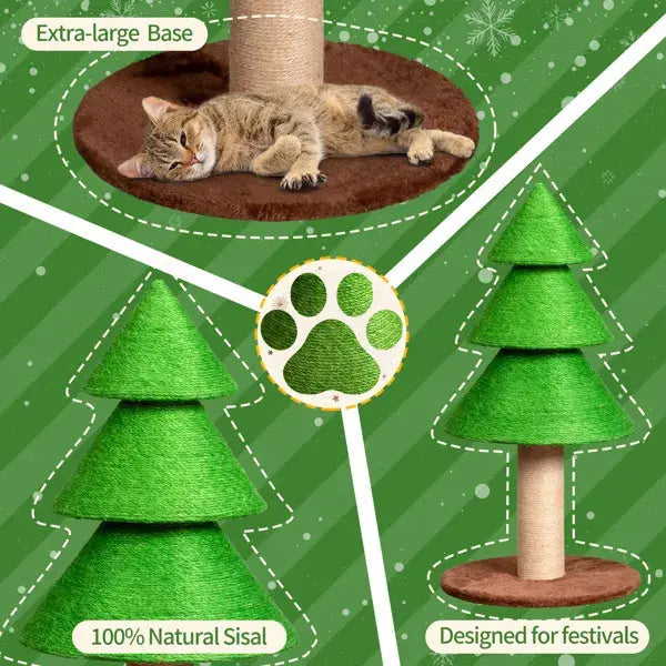 31.5in Christmas Tree Cat Scratcher, Cat Scratching Post For Indoor Cats, Large Sisal Cat Scratching Tree Cat Scratch Tower, Grass Green - The Premium
