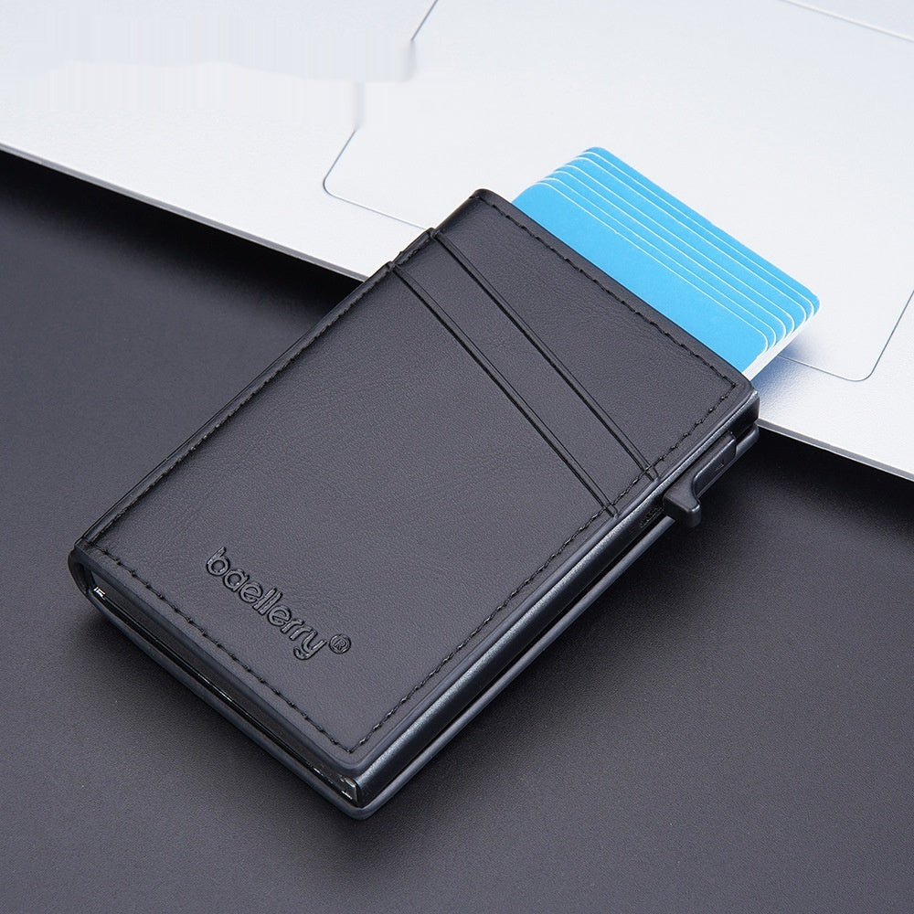 Simple Side Push Aluminum Box Card Holder Men