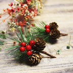 10Pcs Christmas Artificial Pine Picks Christmas Simulation Pine Needle Fake Mini Berries Pinecones For DIY Garland Flower Arrangements Holiday Wreaths Wedding Garden Xmas Tree Decorations - The Premium