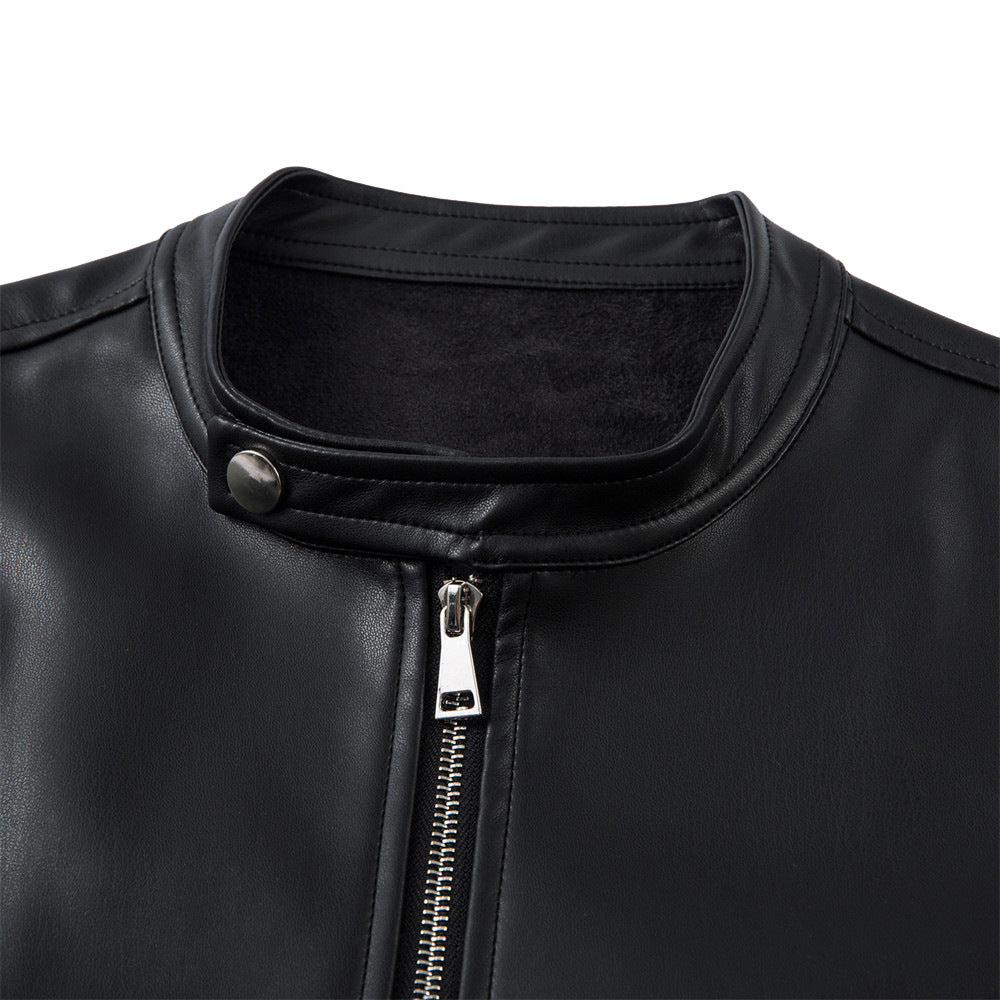 Personalized Motorcycle Leather Clothing With Stand Collar Vest