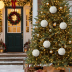 6PCS Set Christmas Ball Ornaments Cream Ruffle Hanging Decorations For Xmas Tree Holiday Home Decor FBA Shipment - The Premium