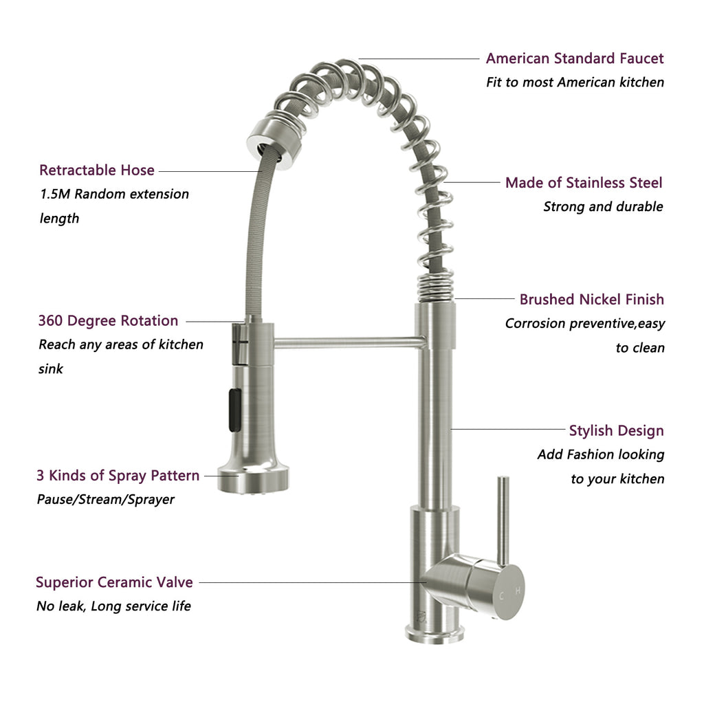 Single-Handle Pull-Down Sprayer Kitchen Faucet In Chrome,Non-EBAY Certified Warehouse,Non-EBAY Certified Warehouse