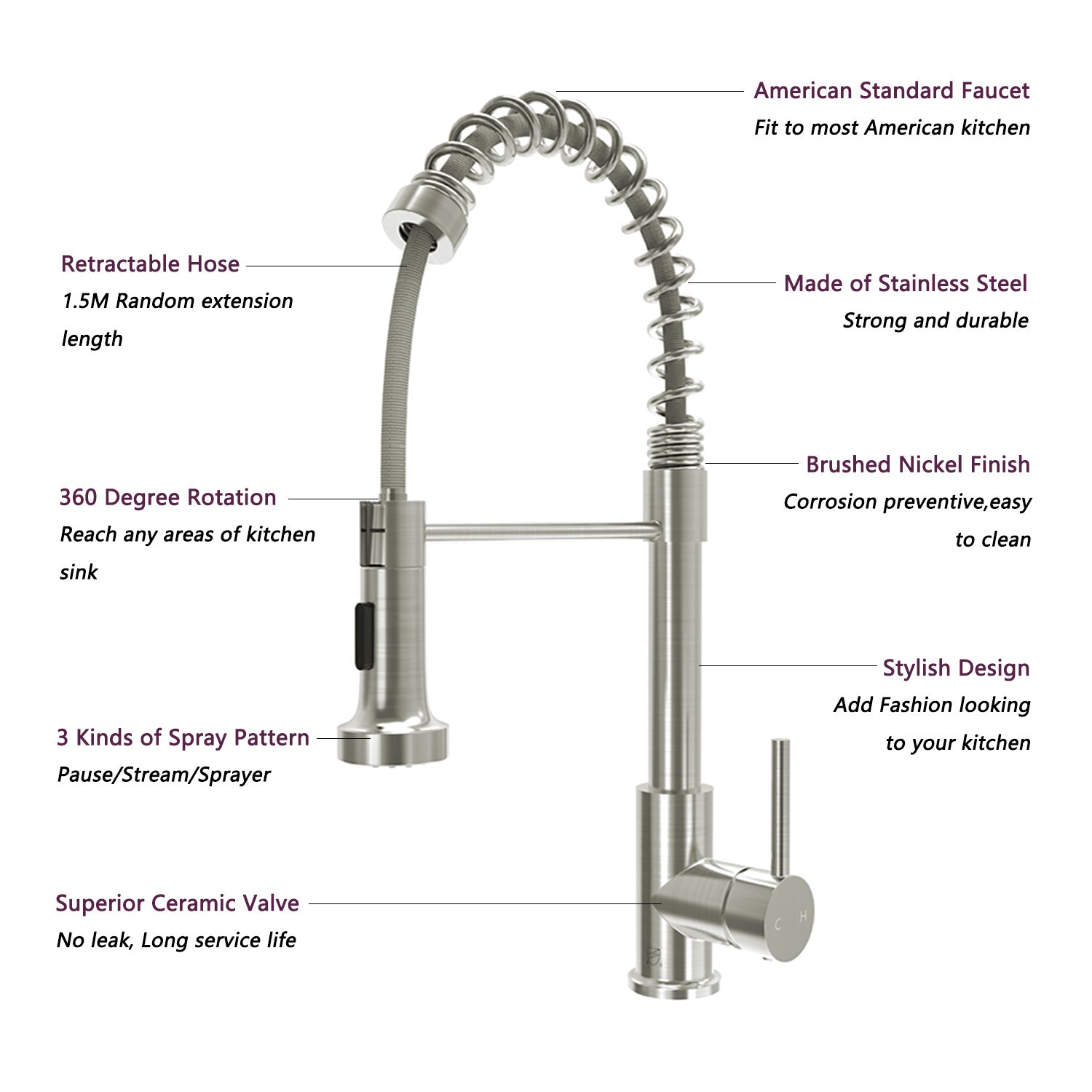 Single-Handle Pull-Down Sprayer Kitchen Faucet In Chrome,Non-EBAY Certified Warehouse,Non-EBAY Certified Warehouse