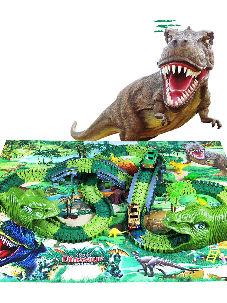 Children's Electric Assembled Track Racing Simulation Animal Tyrannosaurus Dinosaur Toy Puzzle Boy Gift
