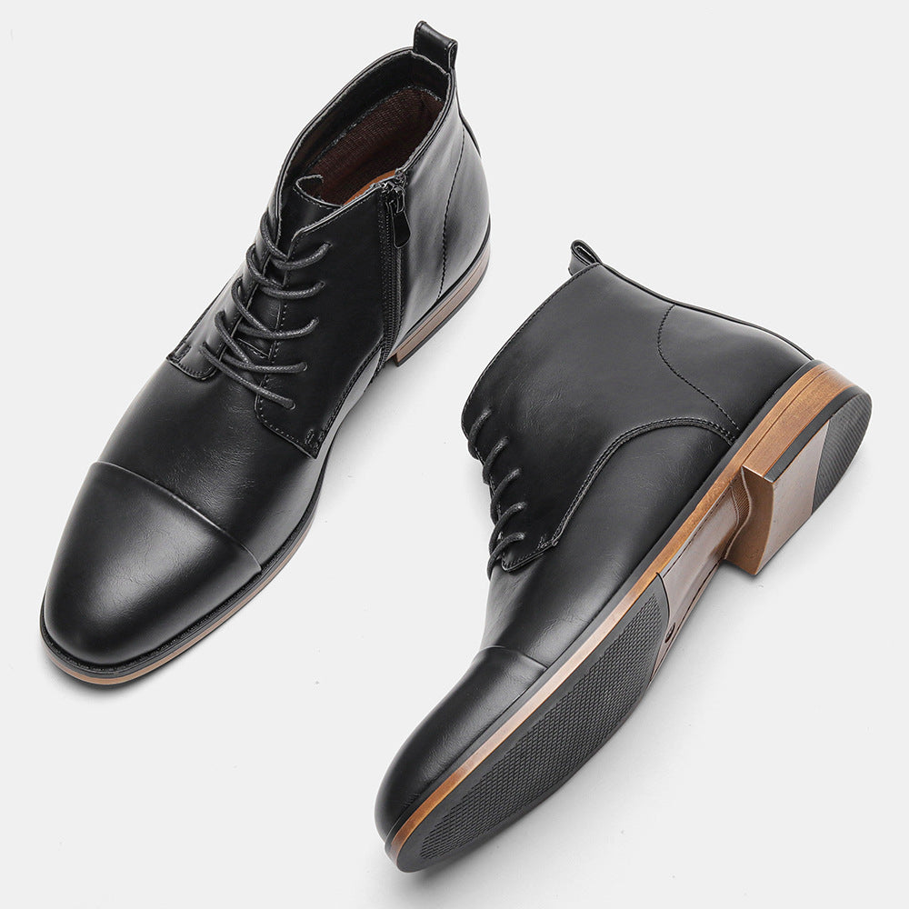 Plus Size Men's Chelsea Boots Inside Zipper Leather Boots