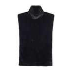 Casual Versatile Solid Color Half-turtle Neck Furry Sleeveless Top Women