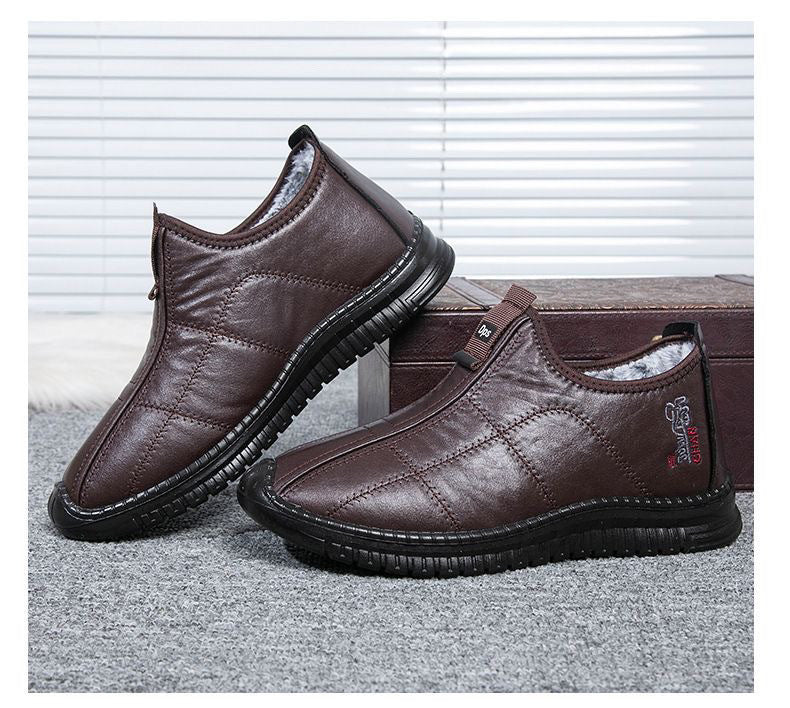 Winter Men's Warm Velvet Padded Thickened Waterproof Non-slip Elderly Cotton Boots