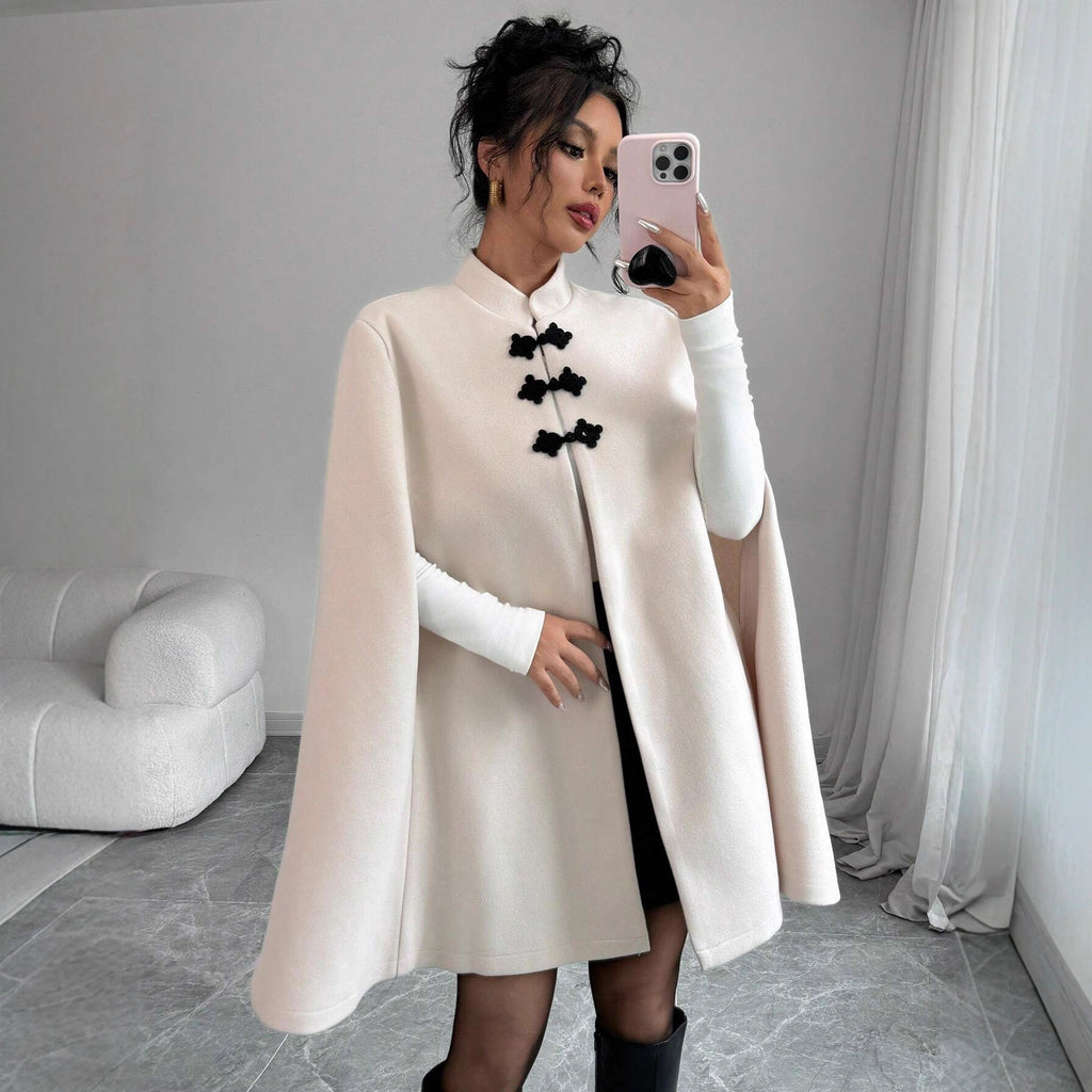 New Chinese Classic Frog-button Oversized Wool Coat