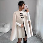 New Chinese Classic Frog-button Oversized Wool Coat
