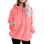 Long-sleeved Zip-up Hooded Women's Fleece Sweater Jacket