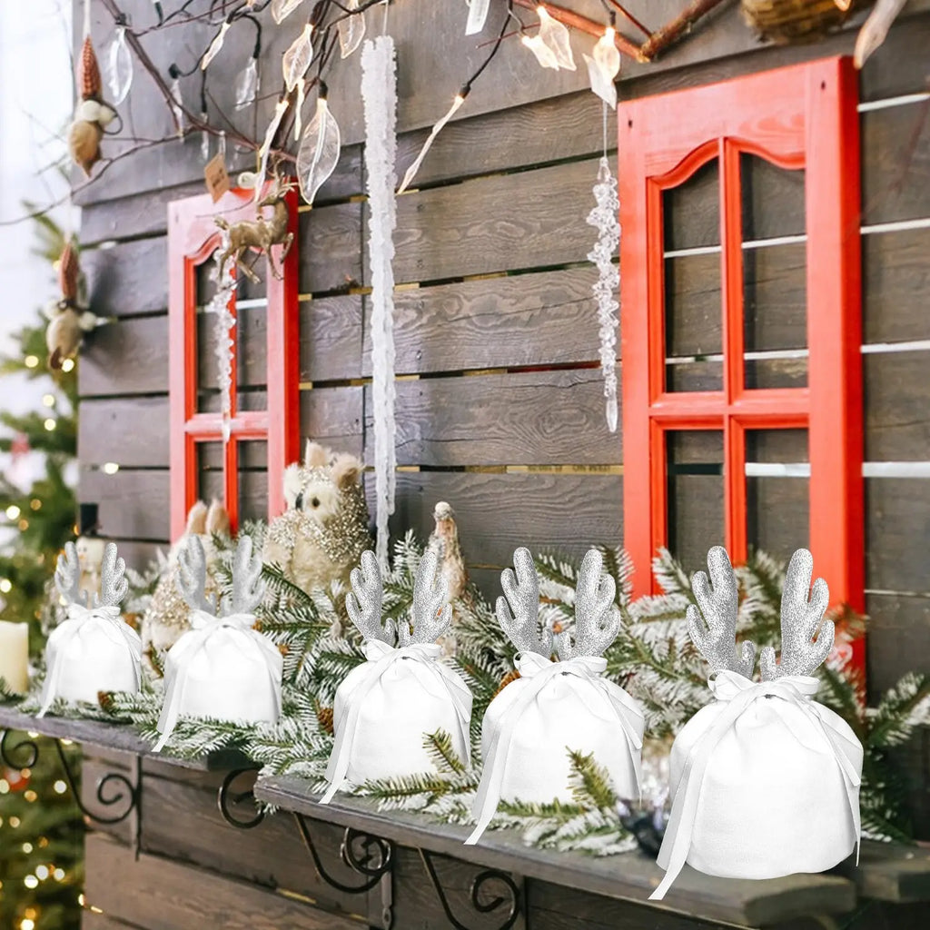 5 Pcs Christmas Antler Gift Bags - The Premium