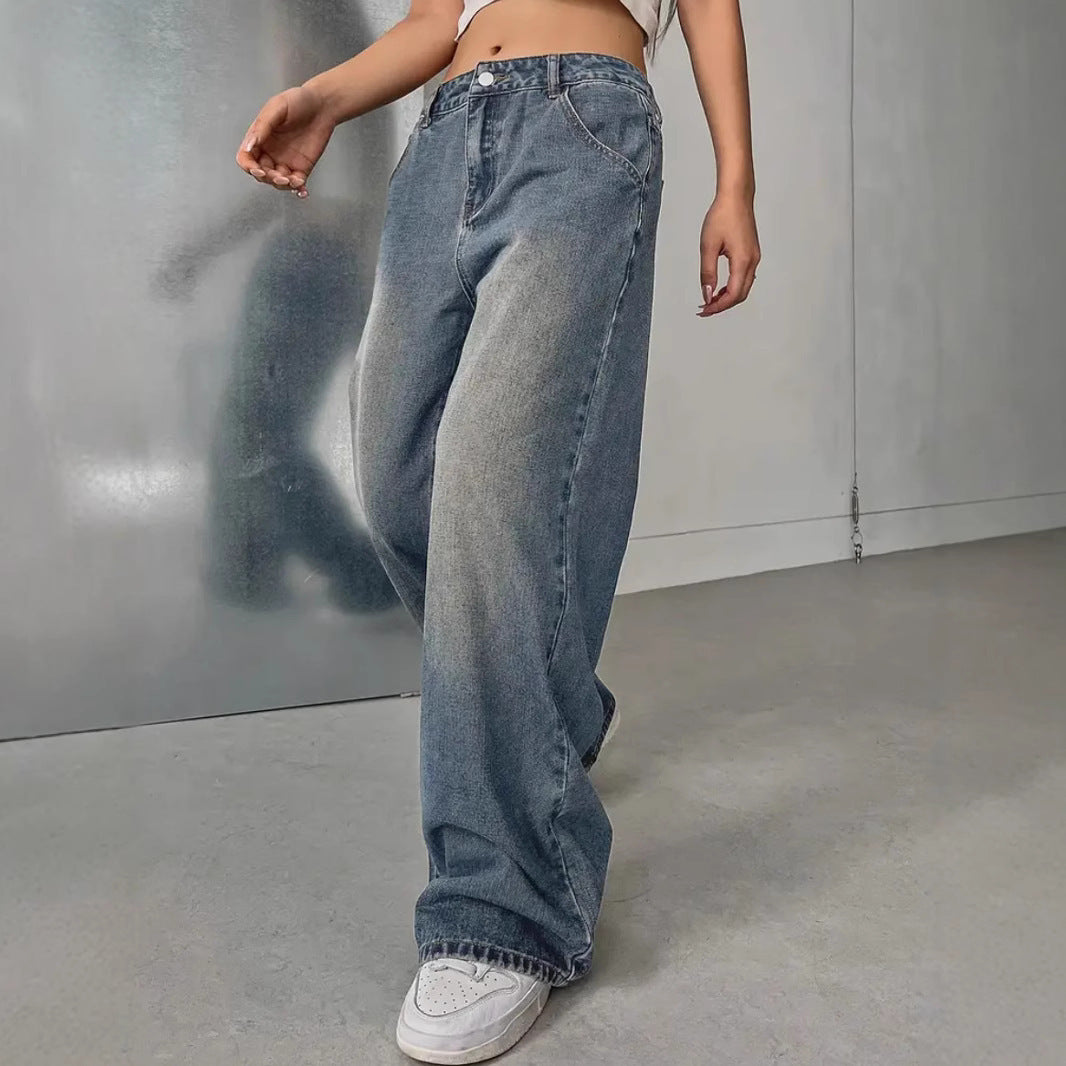 European And American Women's Washed Vintage Denim Pants