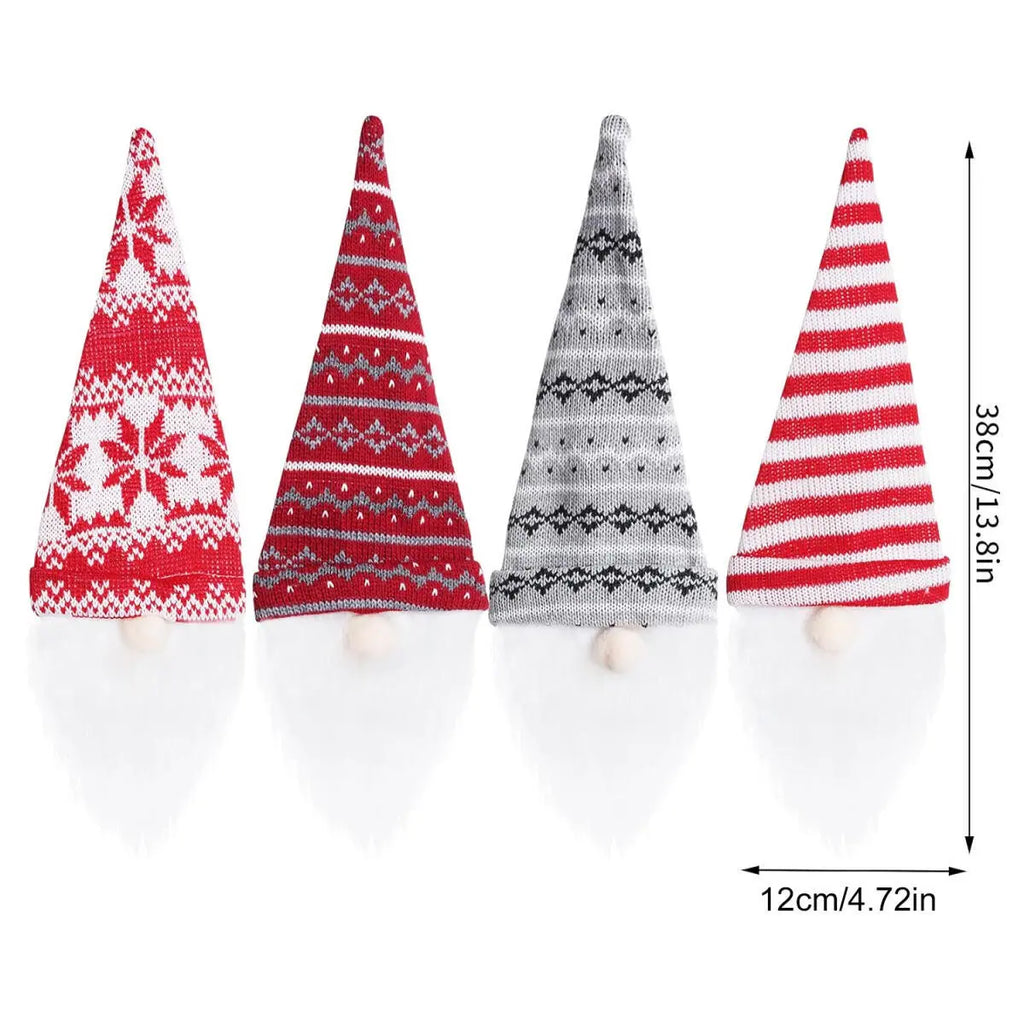 4 Pcs Christmas Wine Bottle Covers Reusable Knitted Gnomes Wine Bottle Toppers Xmas Party Handmade Tomte Swedish Gnomes Wine Decoration For Holiday New Year Dining Table Decor Party Gift - The Premium