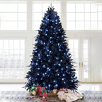 7-Foot Decorative Black Halloween Christmas Tree Artificial Holiday Decoration For Home, Office, And Halloween Parties. Includes 1,916 Branch Tips, 450 Lights, Metal Hinges, And A Foldable Base. - The Premium