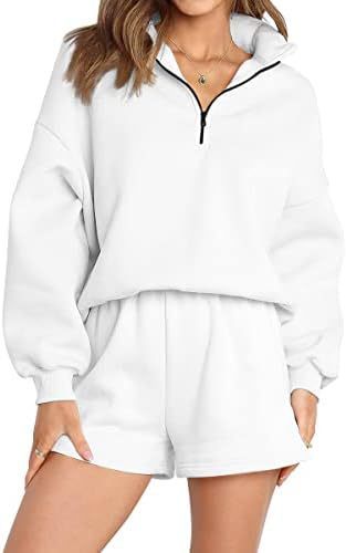 Women's Casual Three-quarter Pants Solid Color Sweatshirt Two-piece Set