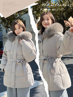 Women's Mid-length Fox Fur Collar Down Jacket