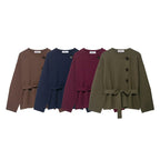 Women's Belted Knit Short Coat