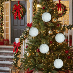 6PCS Set Christmas Ball Ornaments Cream Ruffle Hanging Decorations For Xmas Tree Holiday Home Decor FBA Shipment - The Premium