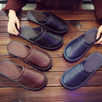 Home Leather Slippers Men's Plus Size Spring And Autumn Waterproof Platform