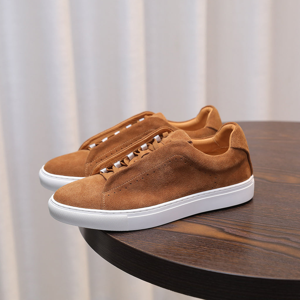 Men's Suede Genuine Leather Versatile Trendy Shoes Black Sports