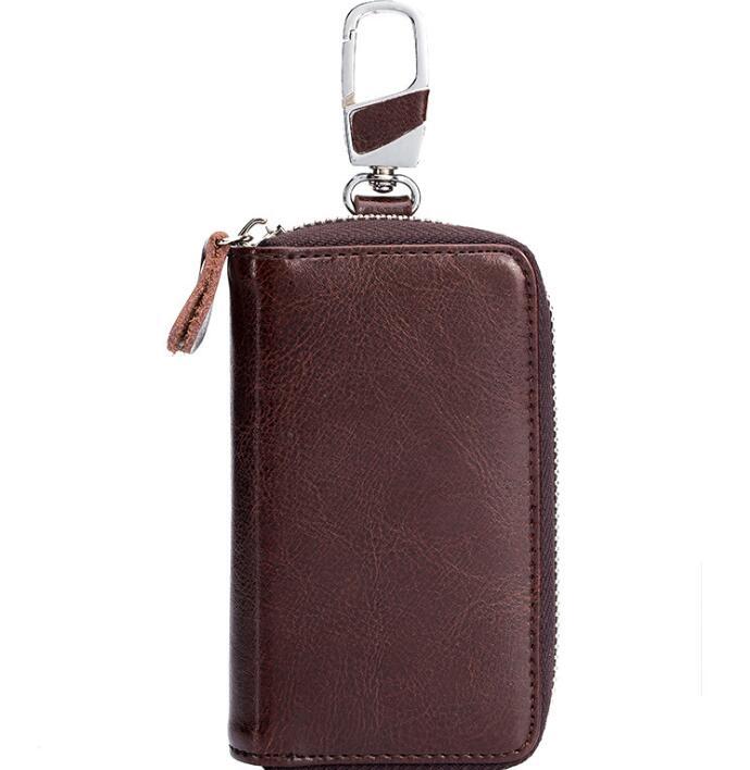 Multifunctional zipper leather key case