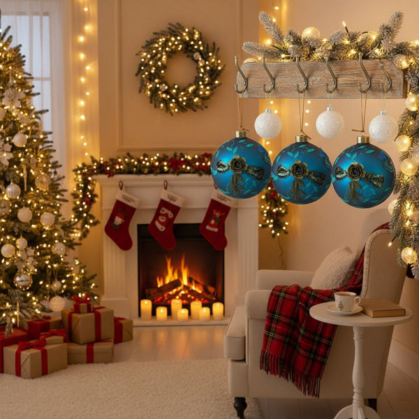 4PCS Set Christmas Glass Ball Ornaments Hanging Tree Decor Shiny Holiday Party Supplies Tree Decorations FBA Shipment - The Premium