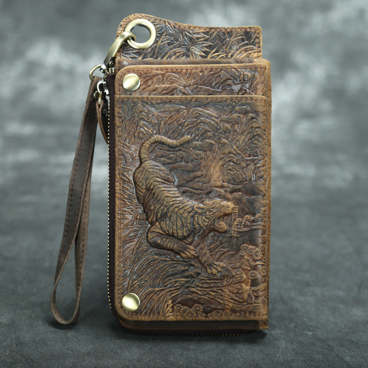 Men's Retro Multi-Card Color Changing Vintage Bracelet Long Zipper Wallet