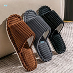 Men's Corduroy Striped Open Universal Indoor Corduroy Slippers